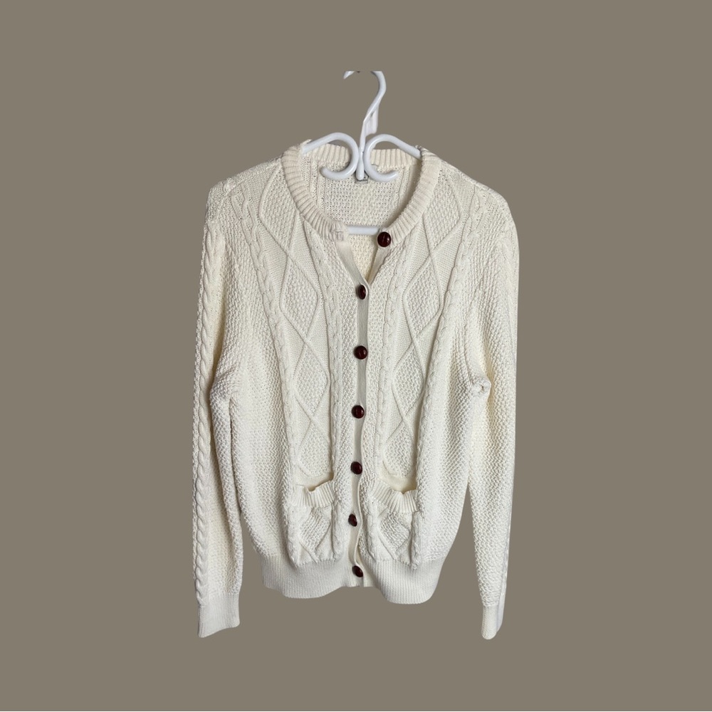 SPANNER Cream Cable Knit Cardigan